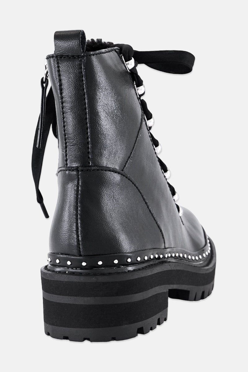 STEVE MADDEN Women Rainier Lace Up Ankle Boots, Black - Image 4